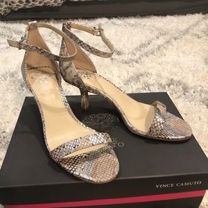 Metallic snake dress sandals